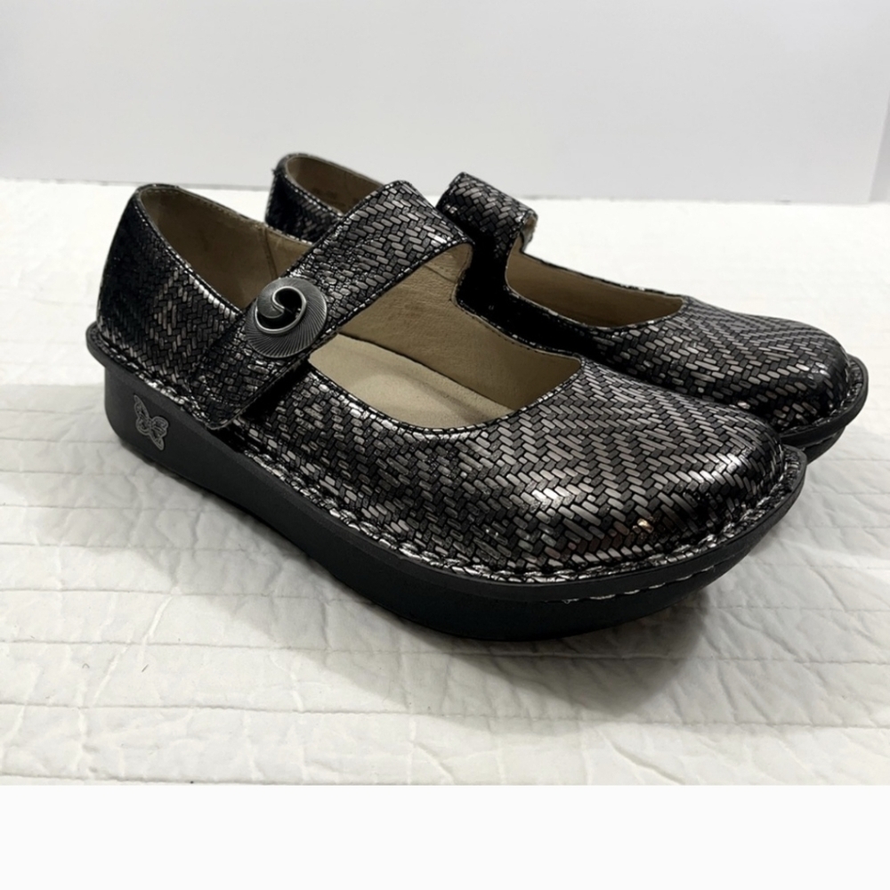 Alegria by PG Lite Paloma Mary Jane style shoes, pewter; Sz EU 39/US 9